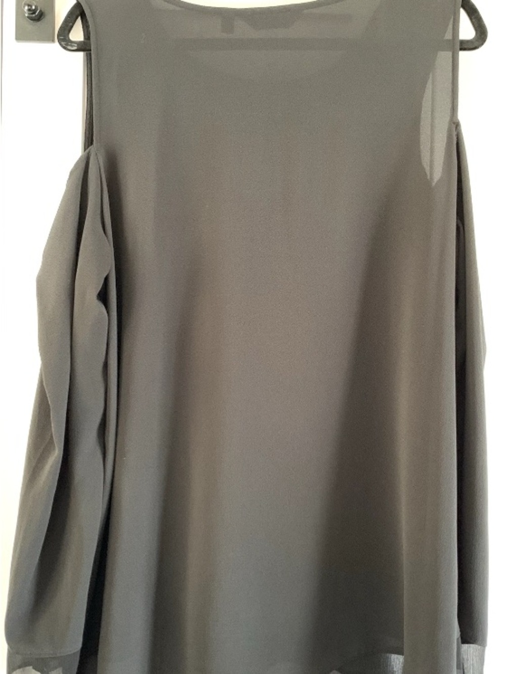 Simply Vera Wang XL Black Cold Shoulder Sheer Layered Tunic Blouse - Picture 6 of 7